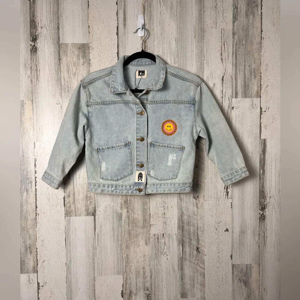 Petite Hailey Girls' Patched Denim Jacket - Little Kid, Big Kid size 10